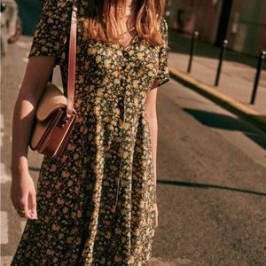 Sézane Black Floral Dress